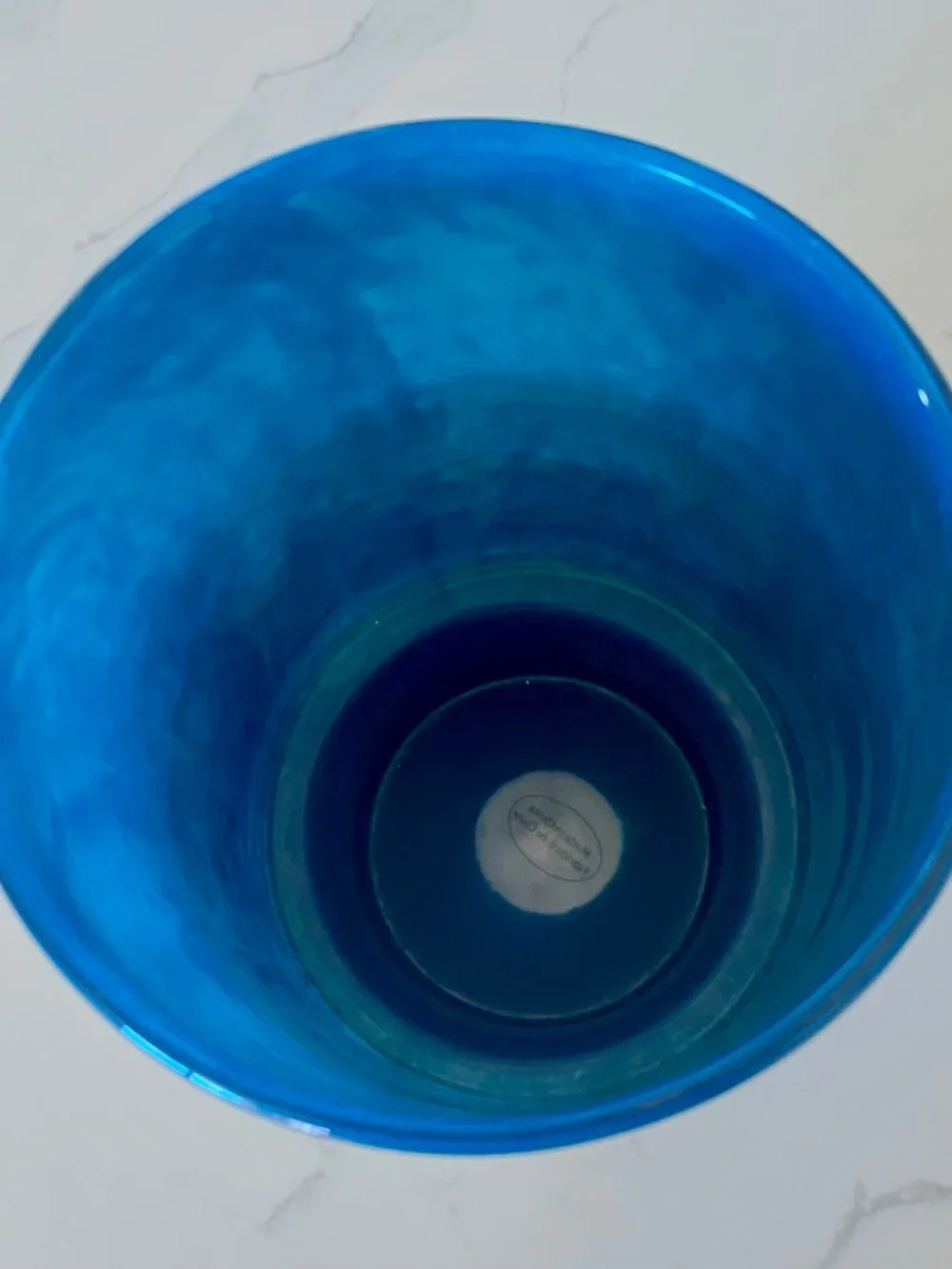 Anthropologie gold + navy vase / candle holder